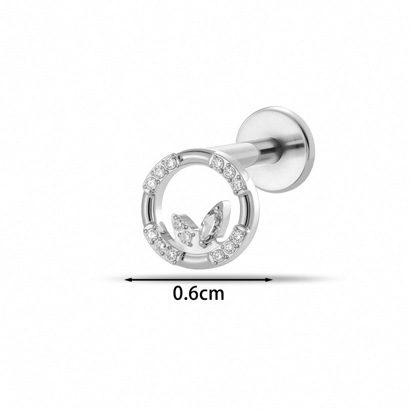 Implant Grade G23 ASTM F136 Titanium CZ Labret Stud | Internal Thread 16G Flat Back Lip & Cartilage Earring