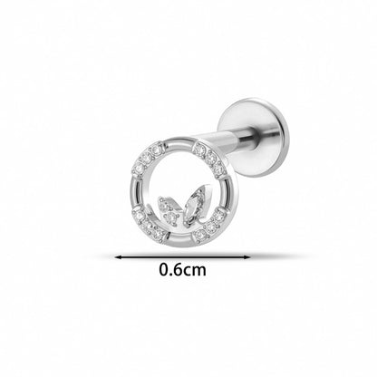 Implant Grade G23 ASTM F136 Titanium CZ Labret Stud | Internal Thread 16G Flat Back Lip & Cartilage Earring