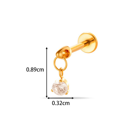 G23/F136 Titanium CZ Labret Studs | Internally Threaded Flat Back Lip & Cartilage Piercing Jewelry