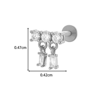 Titanium Internally Threaded  CZ Cartilage Stud – Hypoallergenic Piercing Jewelry