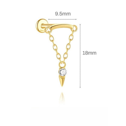 ASTM F136 Tassel Star  Moon Zircon Flat back threadless Cartilage Piercing Earring
