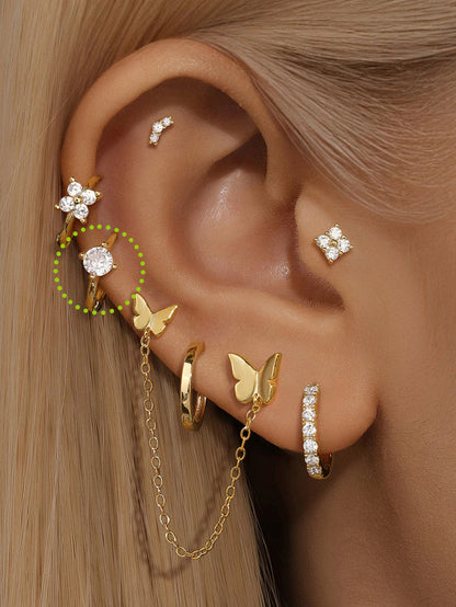 14K Gold Four-Claw Zircon Stud Earrings – Classic & Brilliant