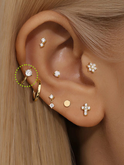 14K Gold Four-Claw Zircon Stud Earrings – Classic & Brilliant
