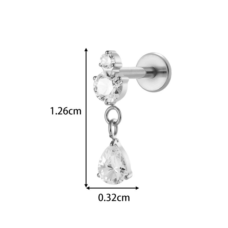 Implant Grade ASTM F136 Titanium Threadless Push Pin Sun Zircon Flat Back Stud | Geometric Helix Cartilage Tragus Lip Piercing Jewelry