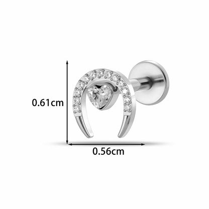 Implant Grade G23 ASTM F136 Titanium CZ Labret Stud | Internal Thread 16G Flat Back Lip & Cartilage Earring
