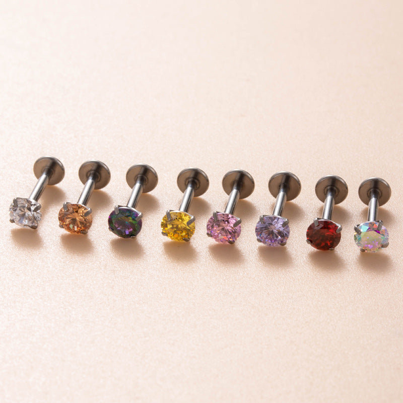 Minimalist Titanium Cartilage Barbell with Zircon – Hypoallergenic Piercing Jewelry