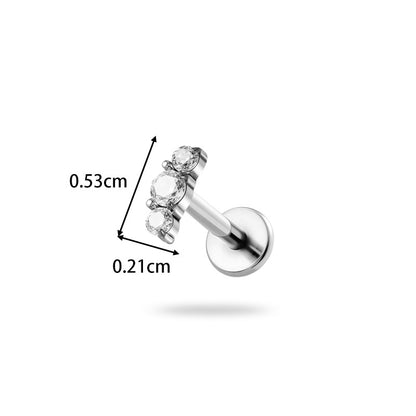 Implant Grade ASTM F136 Titanium Threadless Push Pin Zircon Flat Back Stud | Minimal Helix Cartilage Tragus Lip Piercing Jewelry