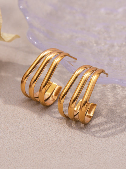 Twisted Multi-Strand Stainless Steel Hoop Earrings – Modern Geometric Fashion Jewelry Set