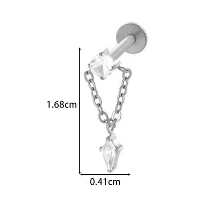 F136 Titanium Internally Threaded Dangling CZ Cartilage Stud – Hypoallergenic Piercing Jewelry