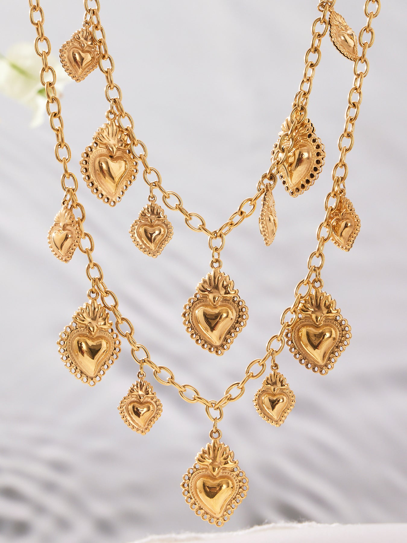 Stainless Steel Strawberry & Sunflower Jewelry Set – Necklace · Bracelet · Earrings