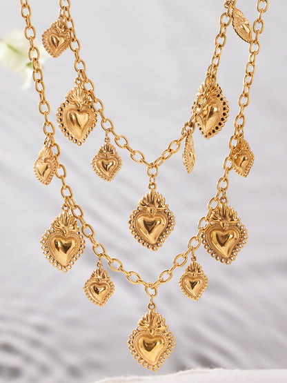 Stainless Steel Strawberry & Sunflower Jewelry Set – Necklace · Bracelet · Earrings