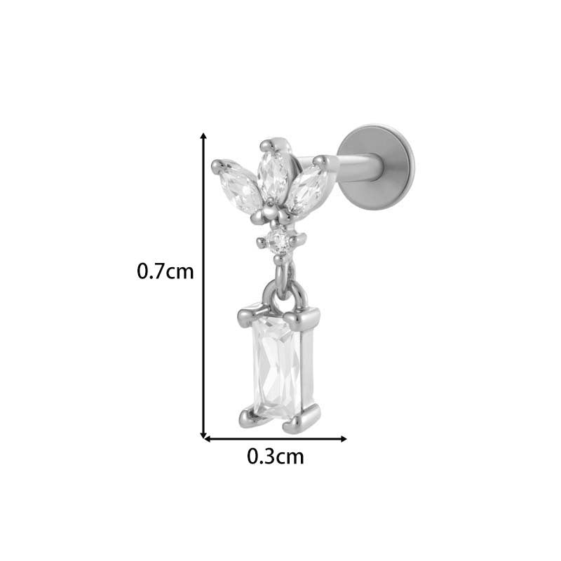 Titanium Internally Threaded  CZ Cartilage Stud – Hypoallergenic Piercing Jewelry