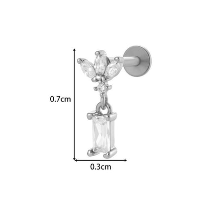 Titanium Internally Threaded  CZ Cartilage Stud – Hypoallergenic Piercing Jewelry