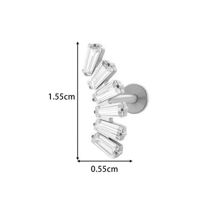 Titanium Screw‑In Flat‑Back Stud with Zircon – Hypoallergenic Piercing Jewelry
