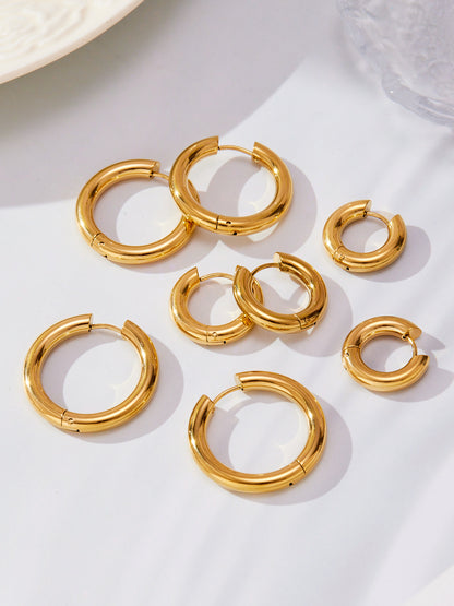 Statement Stainless Steel Hoop Earrings – Bold Geometric Circle Earrings, Modern Minimalist Jewelry for Women