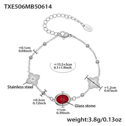 Stainless Steel Oval Gemstone Jewelry Series – Long Pendant Necklace · Bracelet · Drop Earrings | WANTI Jewelry