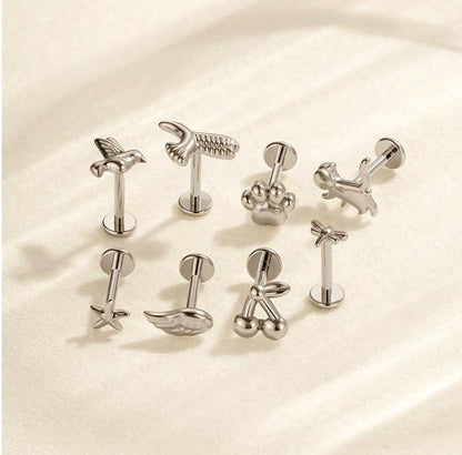 Pure Titanium Animal-Shaped Stud Earrings for Cartilage Piercing | G23/F136 Hypoallergenic