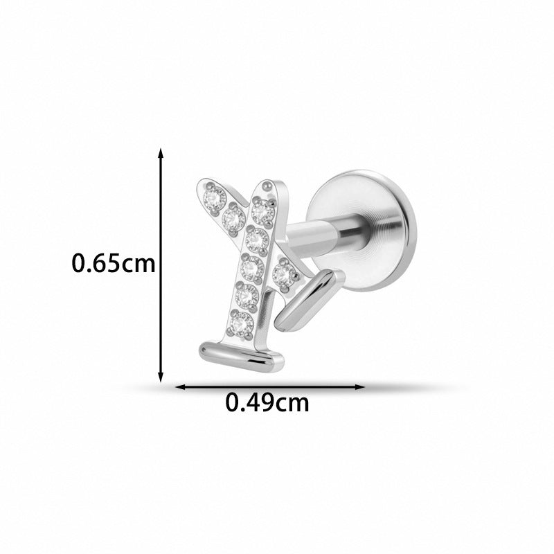 Implant Grade G23 ASTM F136 Titanium Micro CZ Flat Back Cartilage Stud | Internal Thread 16G Helix Tragus Earring