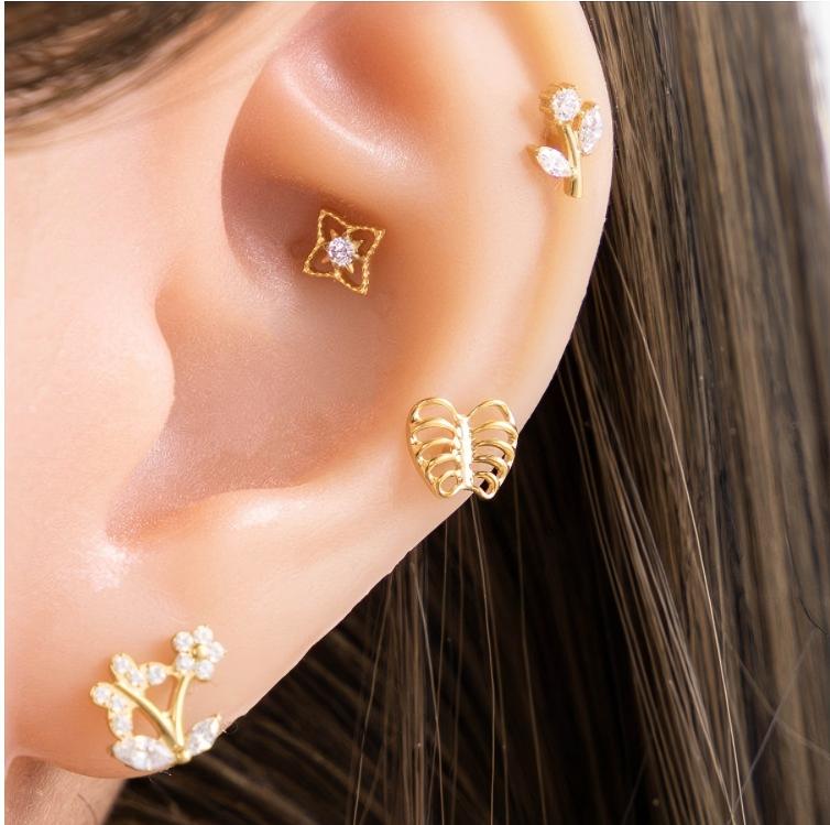 G23/F136 Titanium Zircon Lip & Cartilage Piercing Jewelry | Internally Threaded Studs | Fashionable & Hypoallergenic
