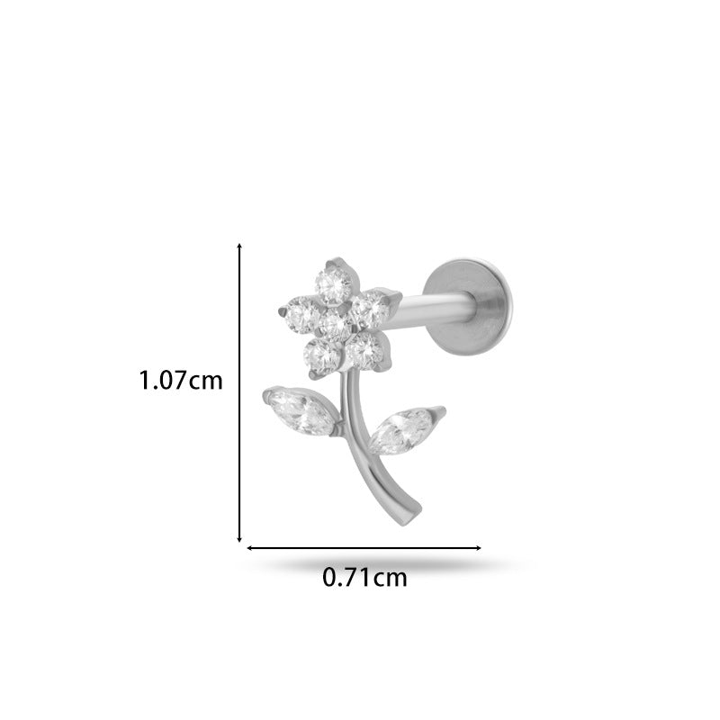 G23/F136 Titanium Flower Flat Back Labret Stud – 9 Designs | Hypoallergenic Cartilage Piercing Jewelry