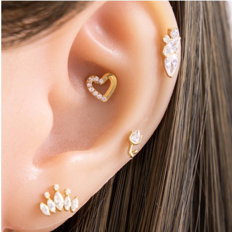 G23/F136 Titanium Internally Threaded Cartilage Stud – Luxury Lightweight Piercing Jewelry with CZ
