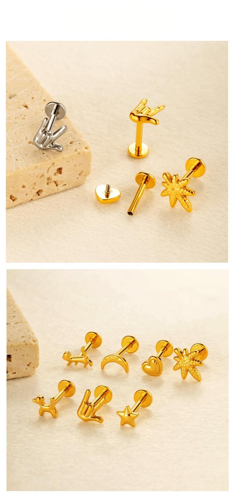 Titanium Internally Threaded Flat Back Piercing Stud for Cartilage