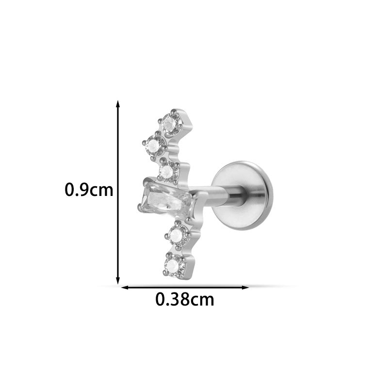 G23 F136 Titanium Geometric Flat Back Labret Stud – Internal Thread Cartilage & Lip Piercing