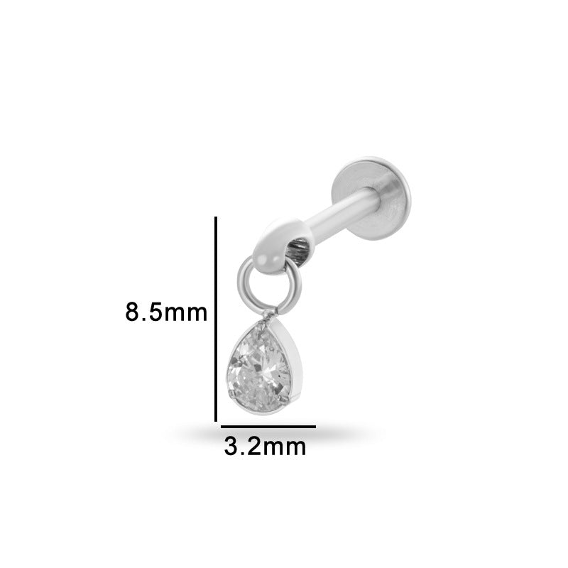 Titanium Alloy Zircon Teardrop Star Piercing Jewelry