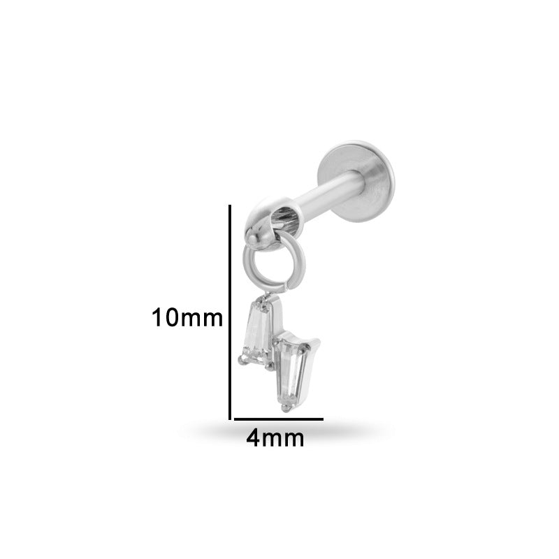 Titanium Alloy Zircon Teardrop Star Piercing Jewelry