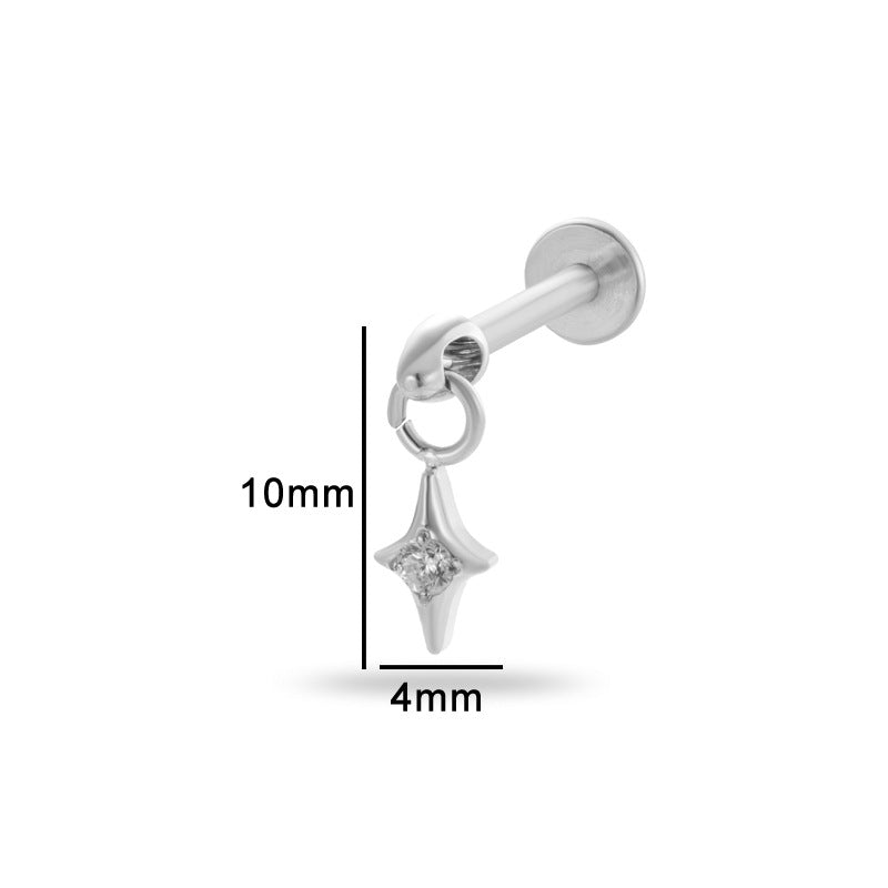Titanium Alloy Zircon Teardrop Star Piercing Jewelry