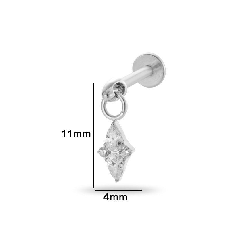 Titanium Alloy Zircon Teardrop Star Piercing Jewelry