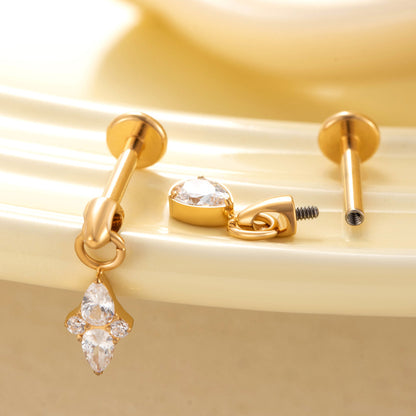 Titanium Alloy Zircon Teardrop Star Piercing Jewelry