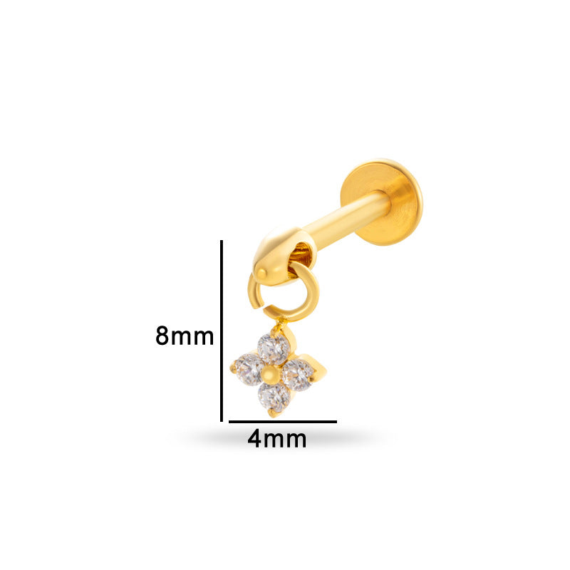 Titanium Alloy Zircon Teardrop Star Piercing Jewelry