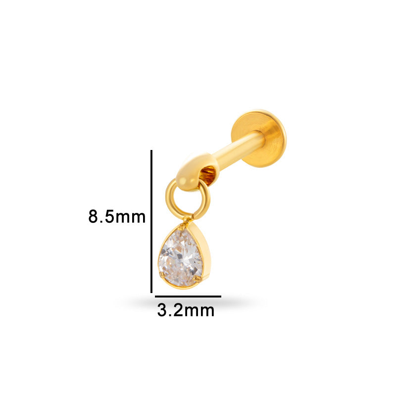 Titanium Alloy Zircon Teardrop Star Piercing Jewelry