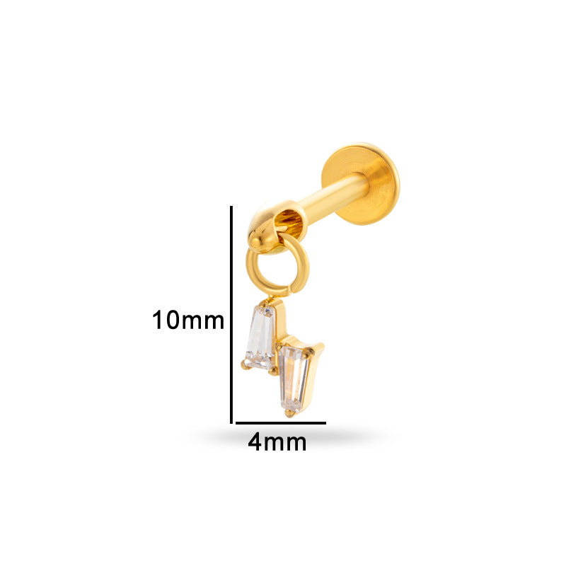 Titanium Alloy Zircon Teardrop Star Piercing Jewelry