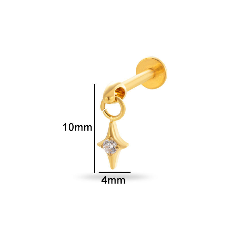 Titanium Alloy Zircon Teardrop Star Piercing Jewelry