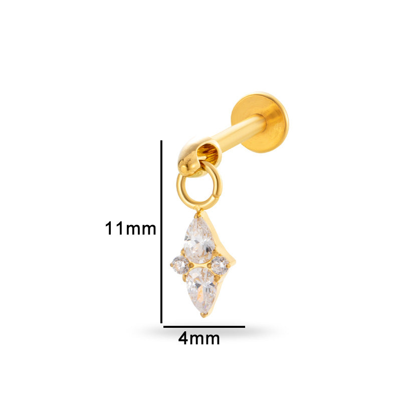 Titanium Alloy Zircon Teardrop Star Piercing Jewelry