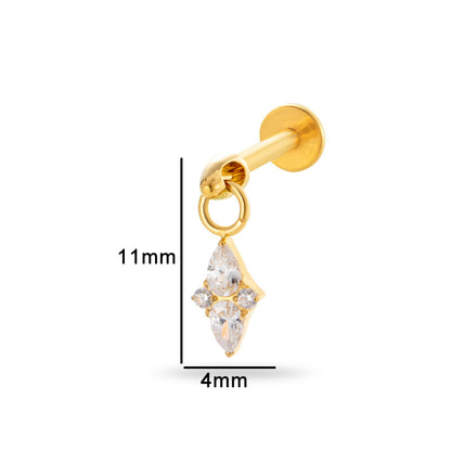 Titanium Alloy Zircon Teardrop Star Piercing Jewelry