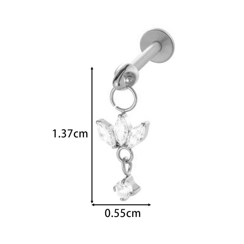 F136 Titanium Internally Threaded Dangling CZ Cartilage Stud – Hypoallergenic Piercing Jewelry