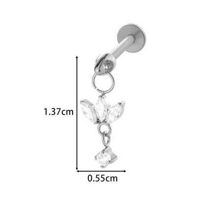 F136 Titanium Internally Threaded Dangling CZ Cartilage Stud – Hypoallergenic Piercing Jewelry
