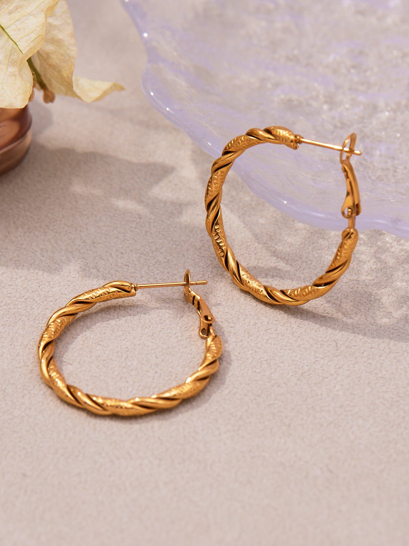 Twisted Multi-Strand Stainless Steel Hoop Earrings – Modern Geometric Fashion Jewelry Set