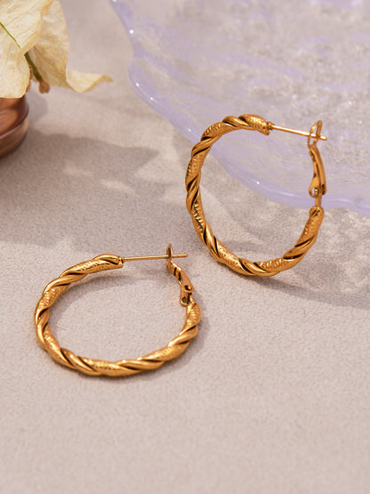 Twisted Multi-Strand Stainless Steel Hoop Earrings – Modern Geometric Fashion Jewelry Set