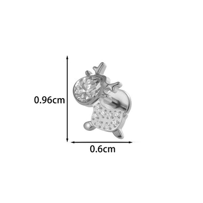 G23/F136 Titanium CZ Heart Flower Carousel Internal Thread Lip & Cartilage Stud | 10 Styles