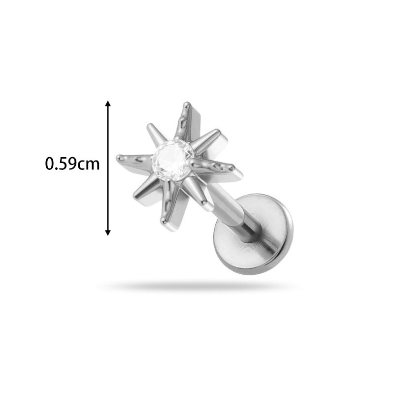 Implant Grade ASTM F136 Titanium Threadless Push Pin Zircon Flat Back Stud | Minimal Helix Cartilage Tragus Lip Piercing Jewelry