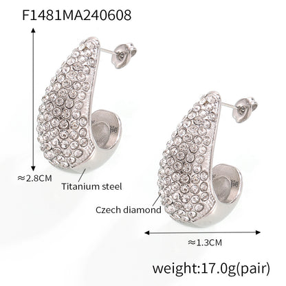 Elegant Teardrop Zircon Earrings – Stainless Steel Enamel, Pearl & Rhinestone Collection | Hypoallergenic Fashion Jewelry
