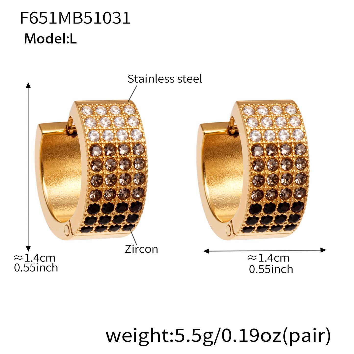 Stainless Steel Colorful Zircon Round Hoop Earrings Set – Modern Minimalist Retro Luxury Hoops