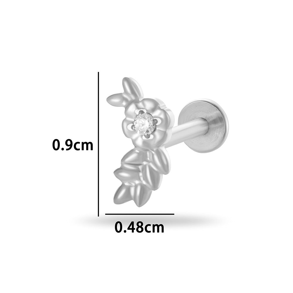 G23/F136 Titanium Internally Threaded CZ Flat-Back Cartilage Stud Earrings