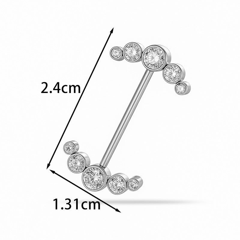 G23 Titanium Nipple Ring with CZ Gem | F136 Implant Grade Barbell Piercing Jewelry