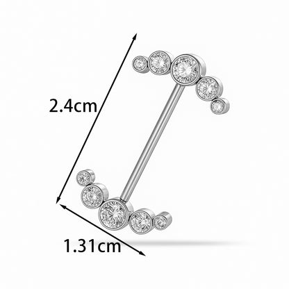 G23 Titanium Nipple Ring with CZ Gem | F136 Implant Grade Barbell Piercing Jewelry