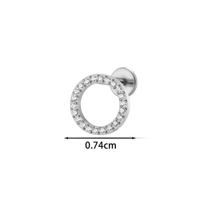 G23/F136 Titanium Internal Thread Lip & Cartilage Moon Stud